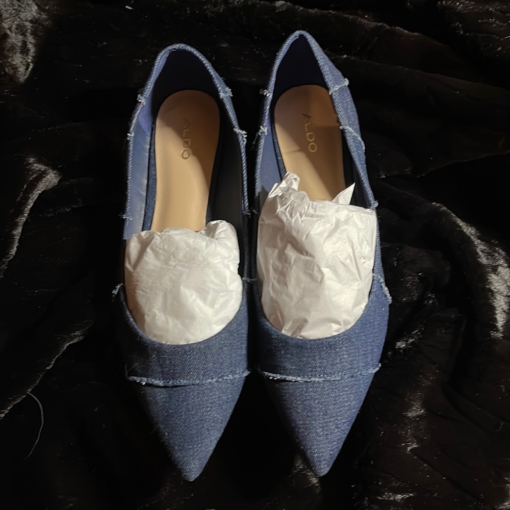 Aldo Blue Denim Pointy Toe Flats Sz 11